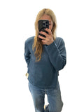 Ochre foss indigo jumper / buttermilk split