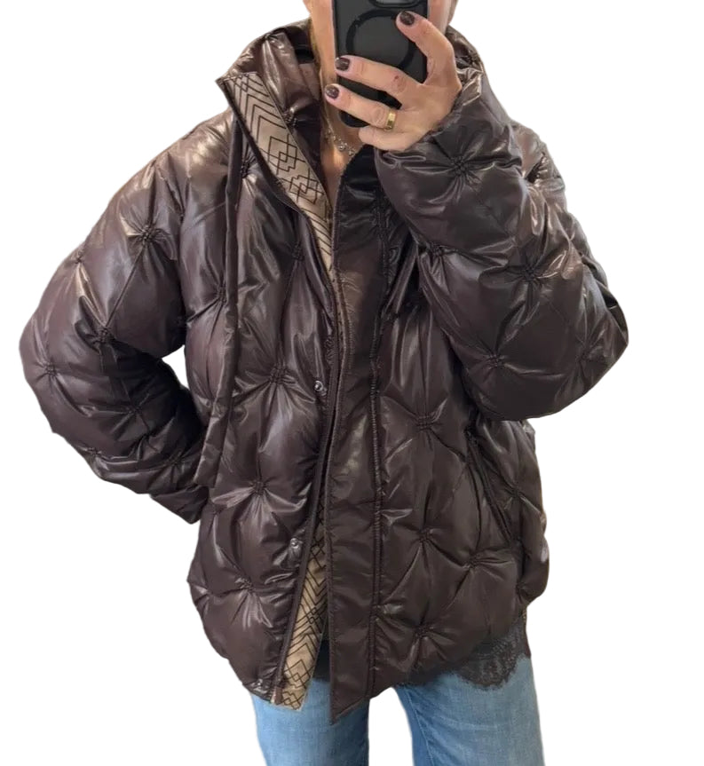 Cream chocolate puffa coat