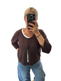 Cream clothing chocolate 3 button cardi