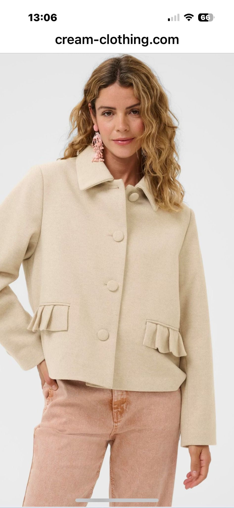 Cream frill pocket Jacket