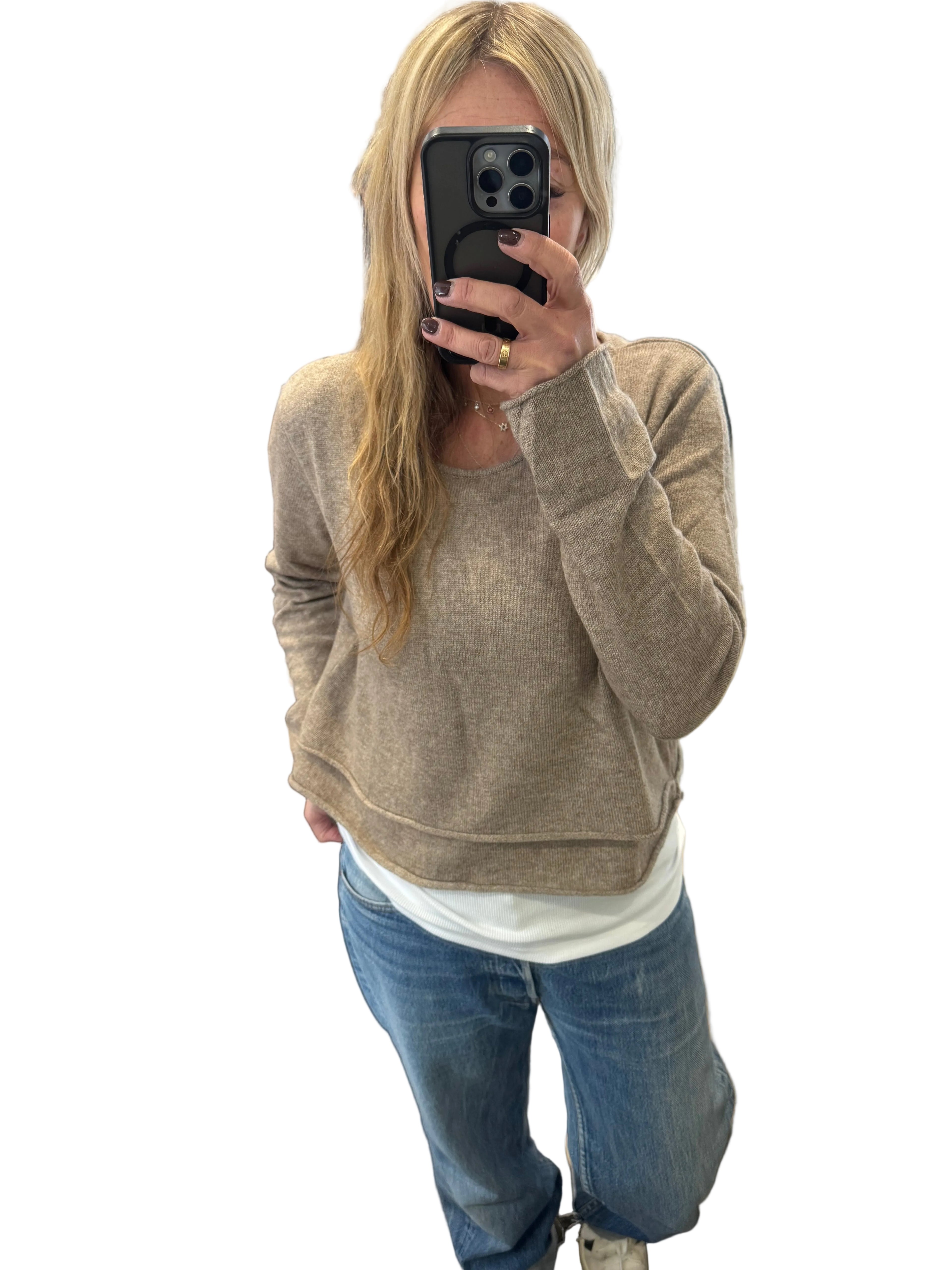Ochre star taupe layered jumper