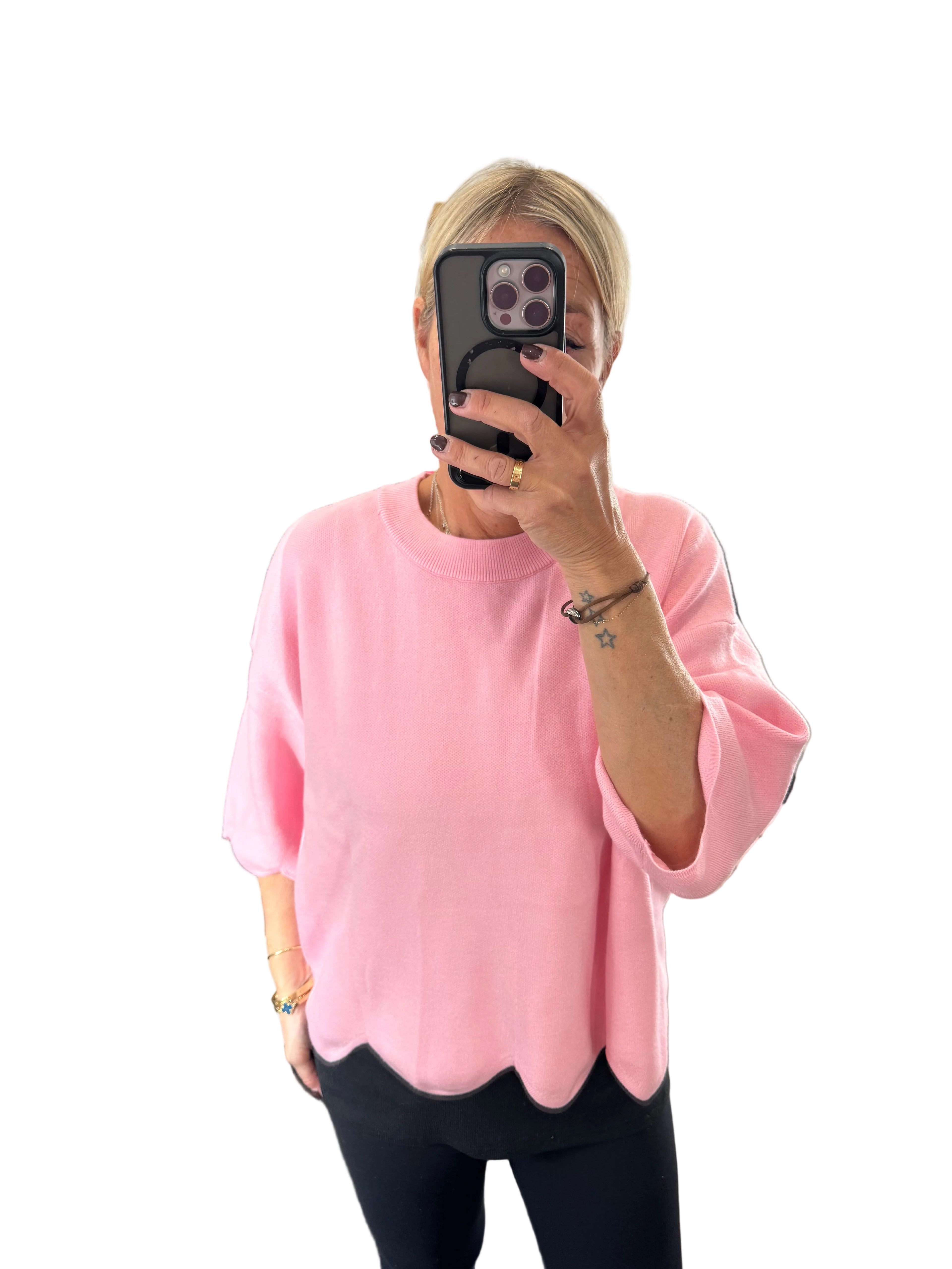 Pink scalloped knit