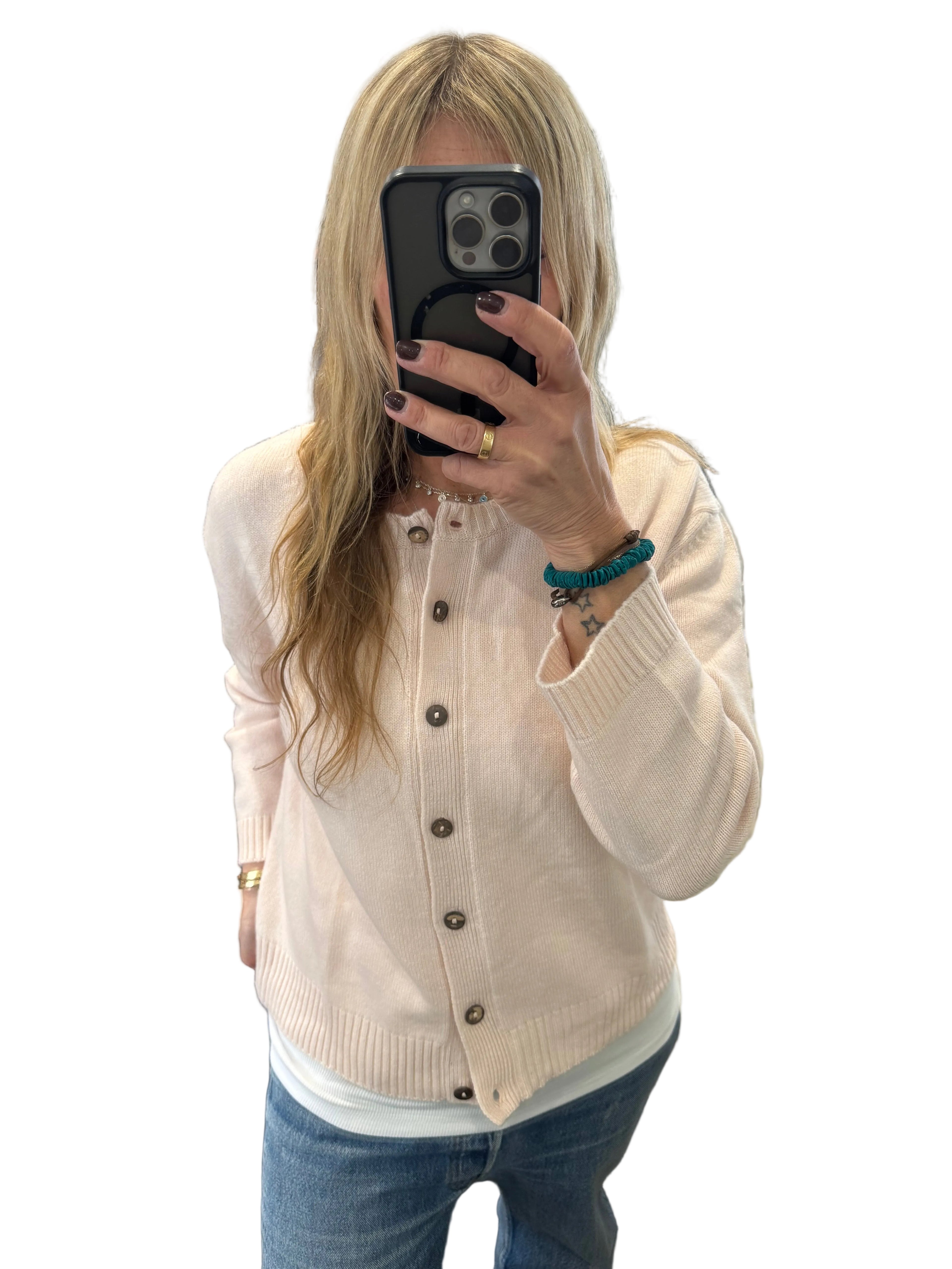 Ochre rosa pale pink cardi