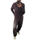Cream clothing chocolate faux leather jeans