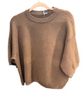 Brown 3/4 sleeve waffle top
