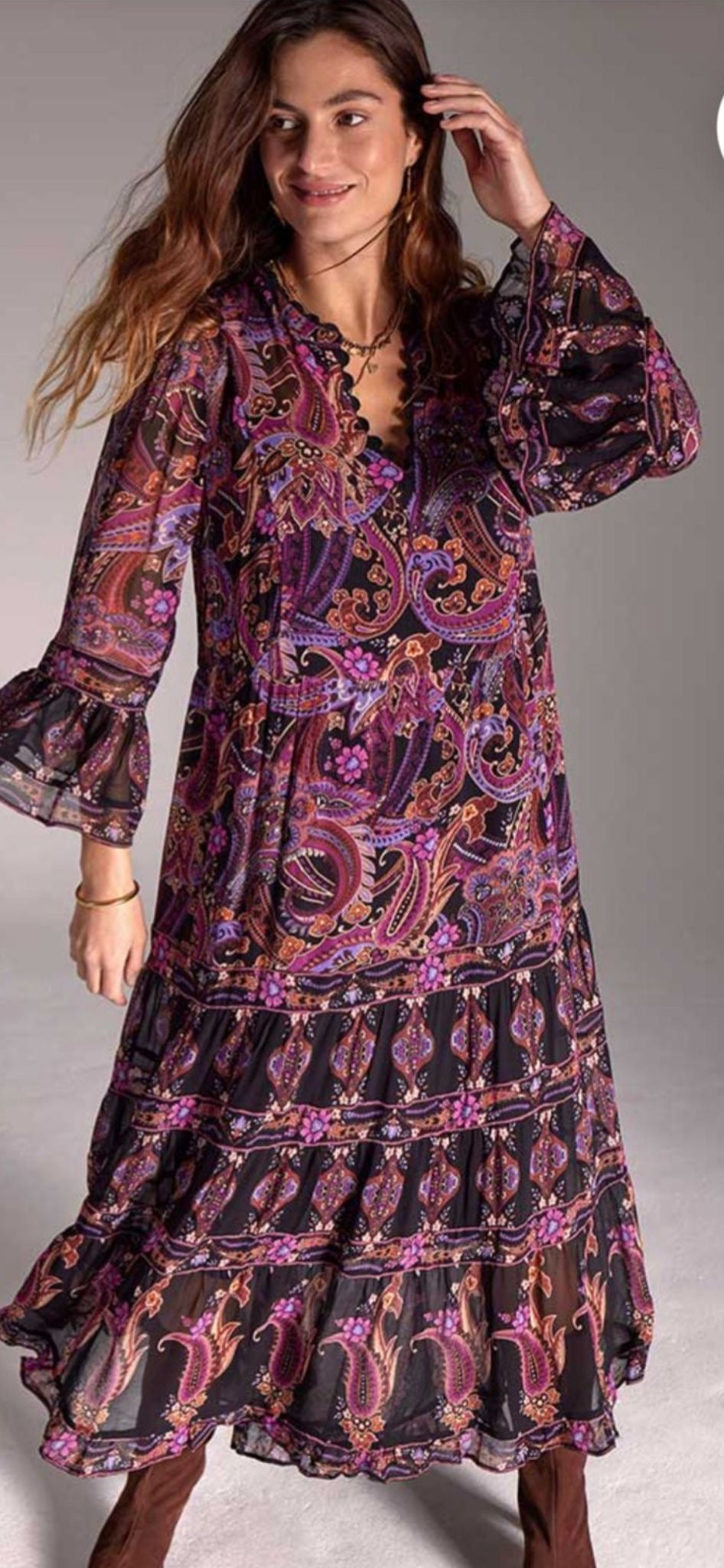 Burgundy/ Black Patterned Dress