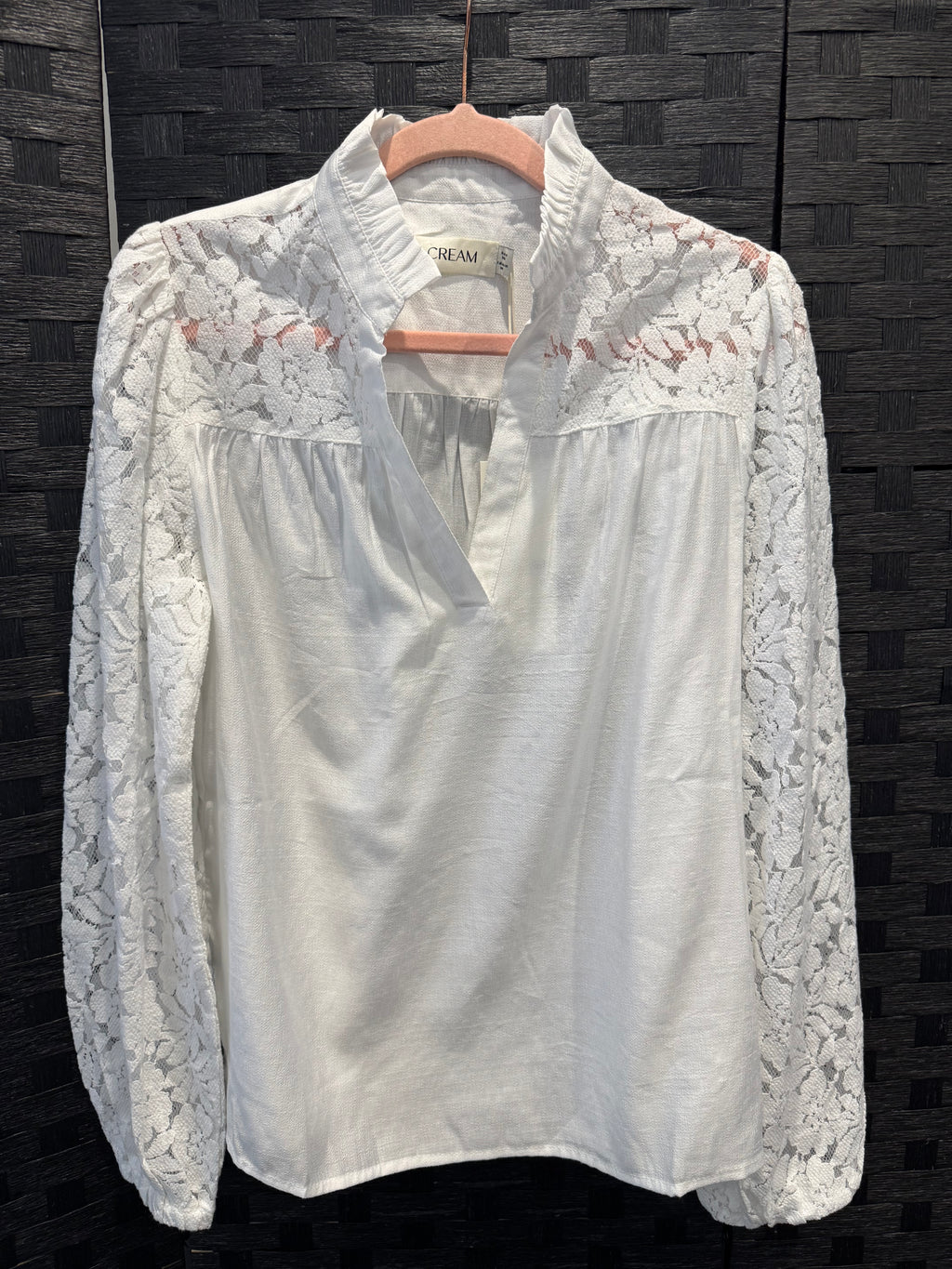 White lace detail blouse