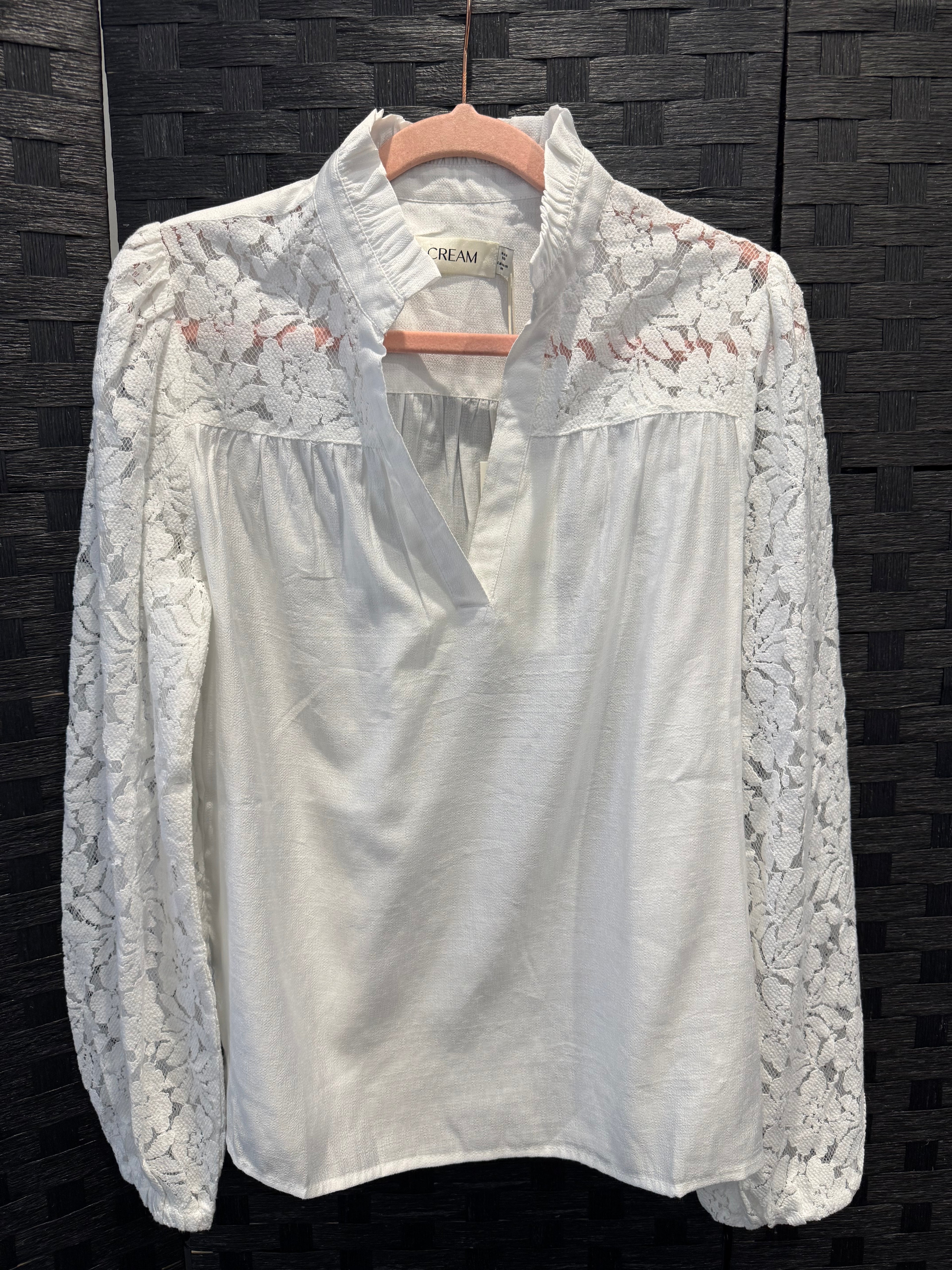 White lace detail blouse