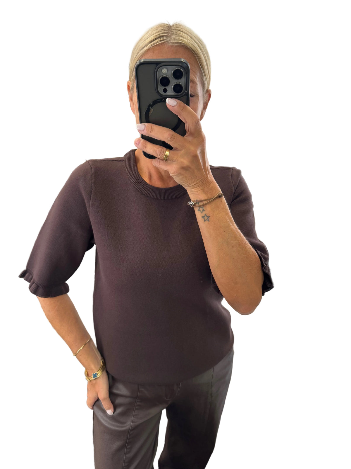 Cream clothing frill sleeve jumper