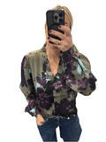 Green print shirt