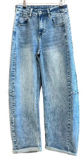 Light denim barrel jeans