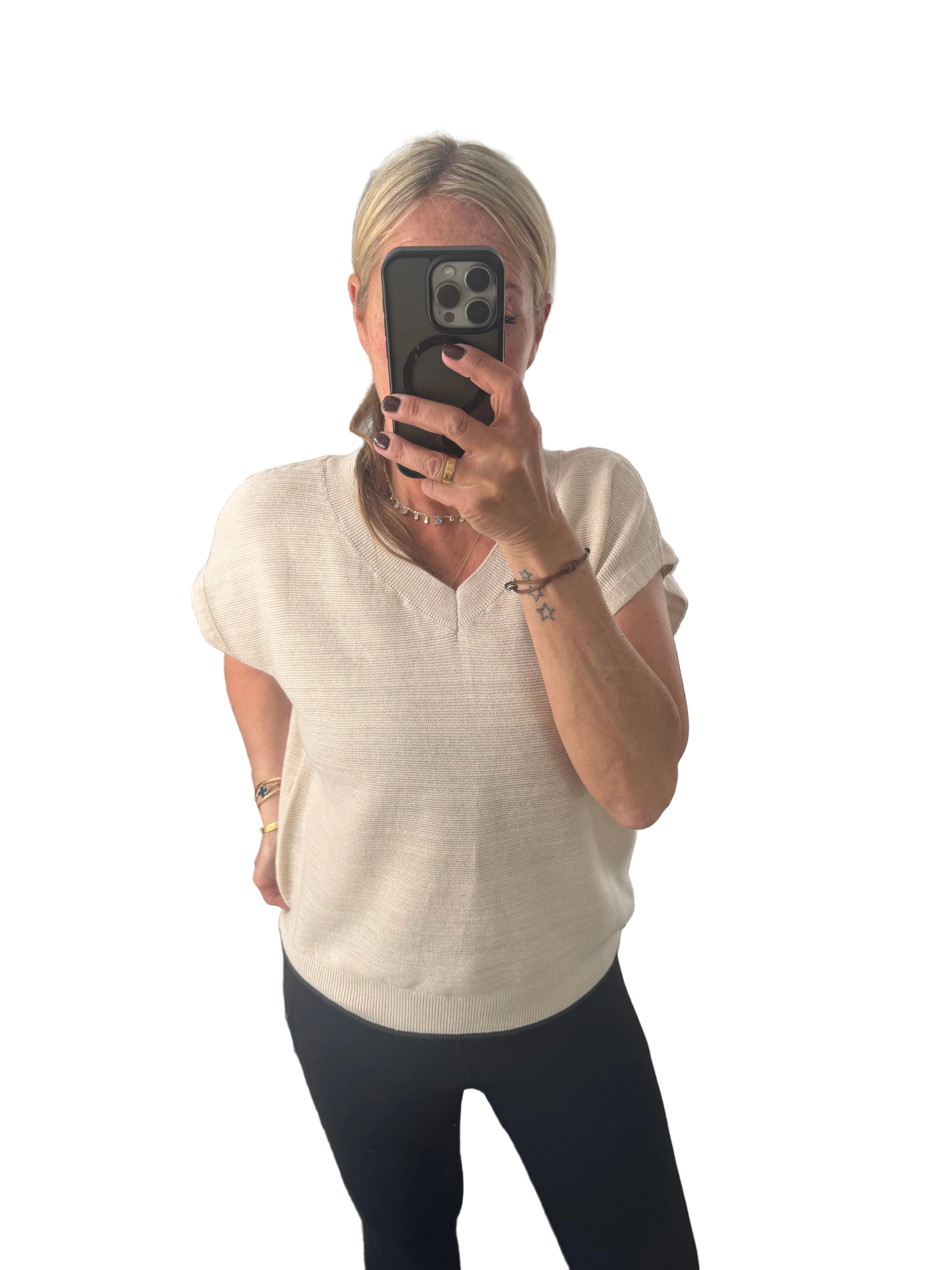 Cream stone v neck