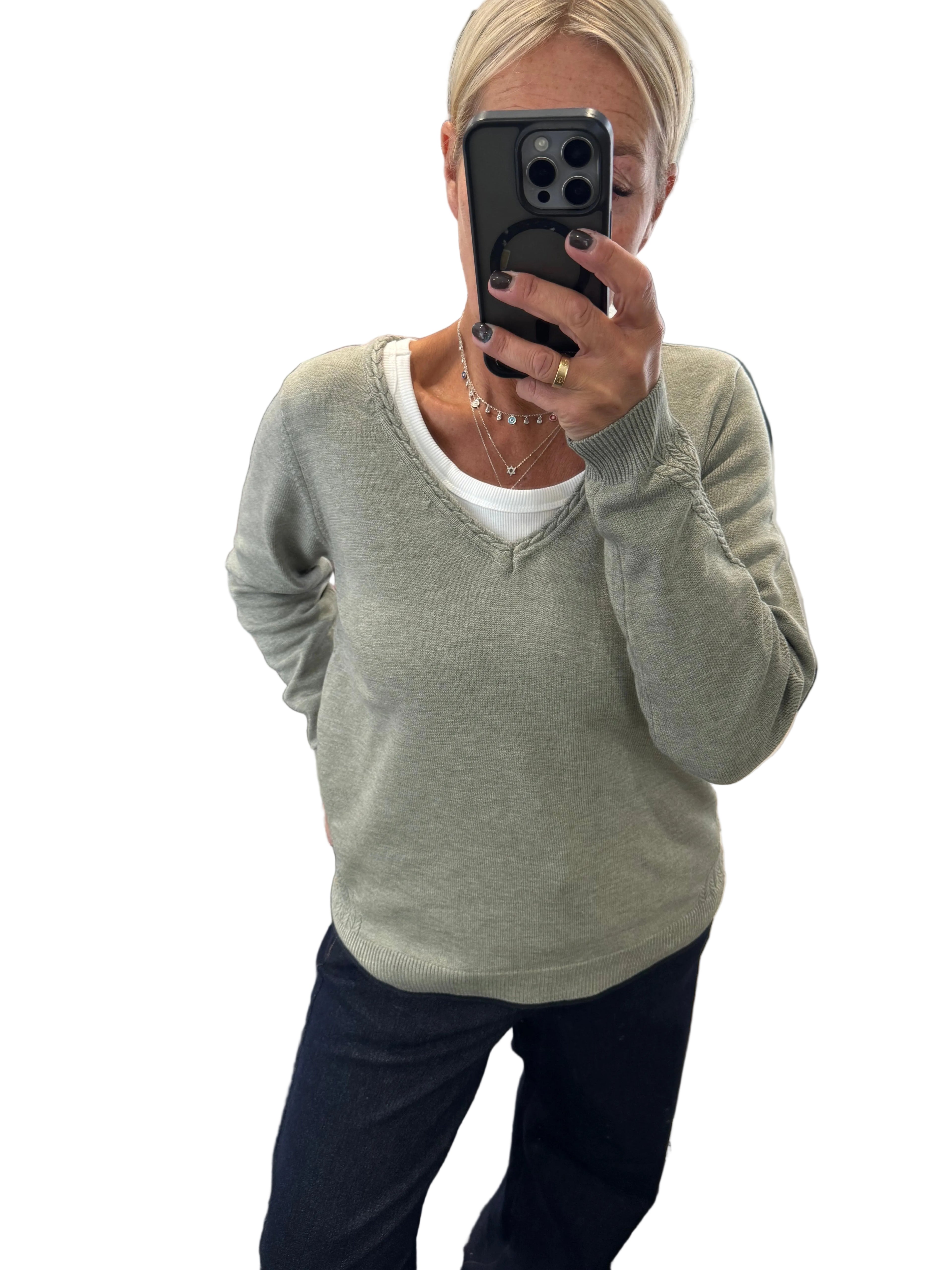 Cream clothing khaki v neck jumper