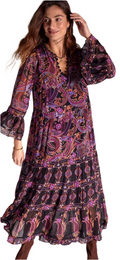 Burgundy/ Black Patterned Dress
