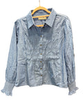 Denim smocked chambre shirt
