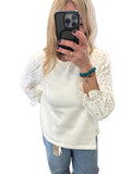 Garcia white sweat with embroidery anglaise sleeve