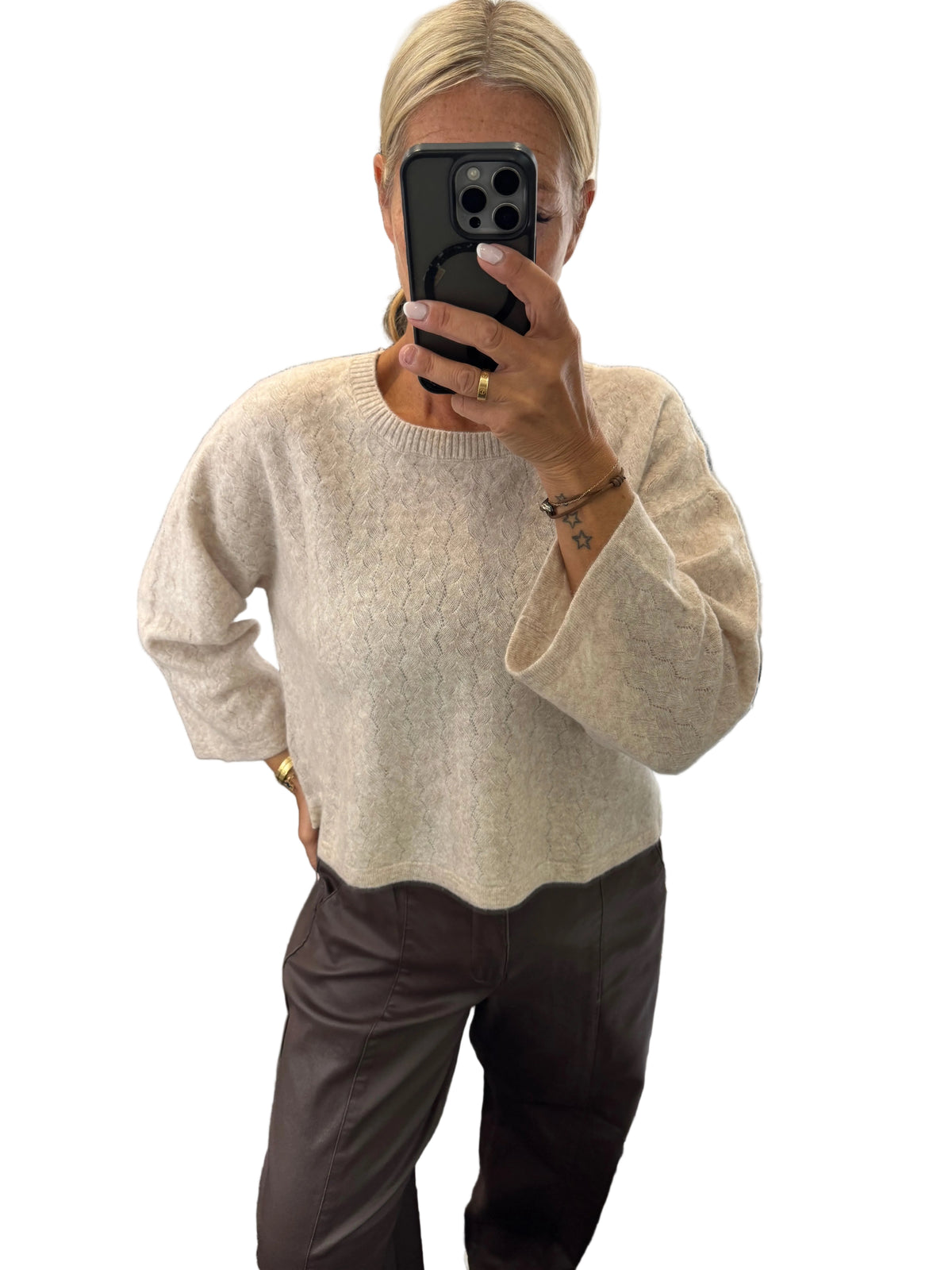 Cream clothing oatmeal pattern knit