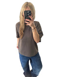 My Essential Wardrobe brown scuba t -shirt