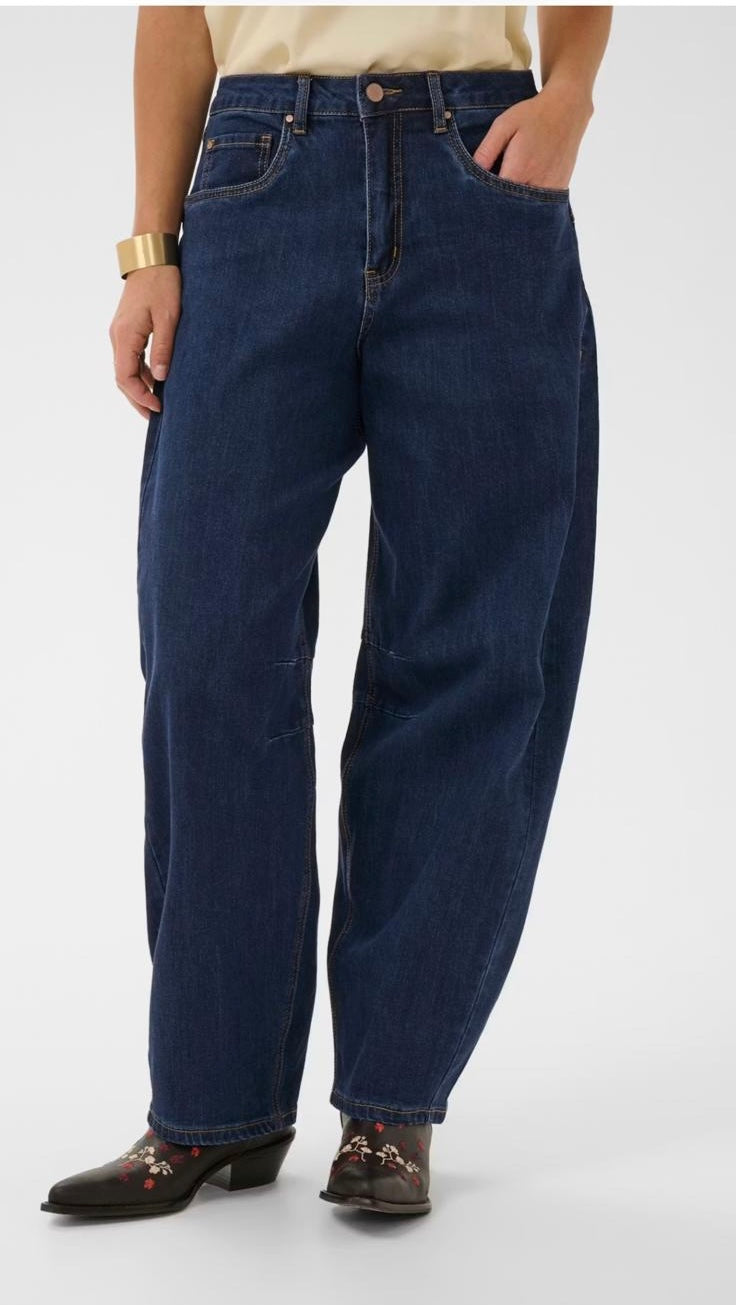 Cream clothing indigo barrel jean
