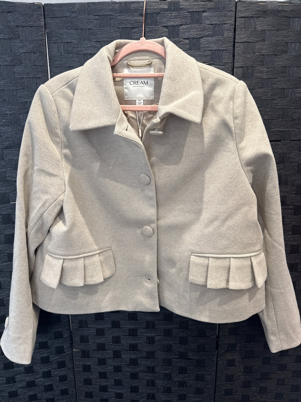 Cream frill pocket Jacket