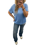 Les temps blue v neck T shirt