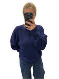 Royal blue scuba button cuff sweatshirt