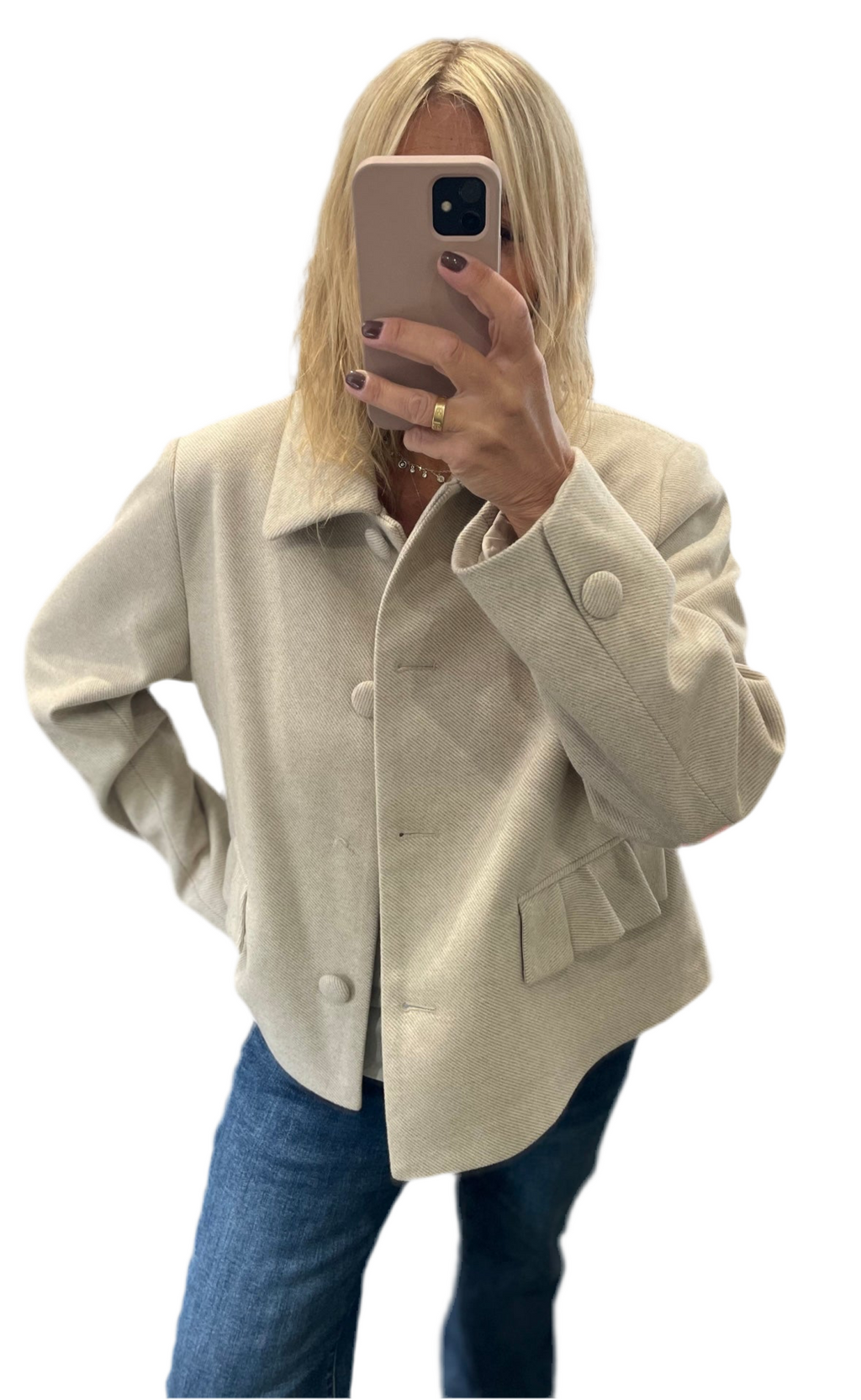 Cream frill pocket Jacket