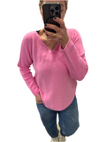 Bubble gum Pink v neck Jumper