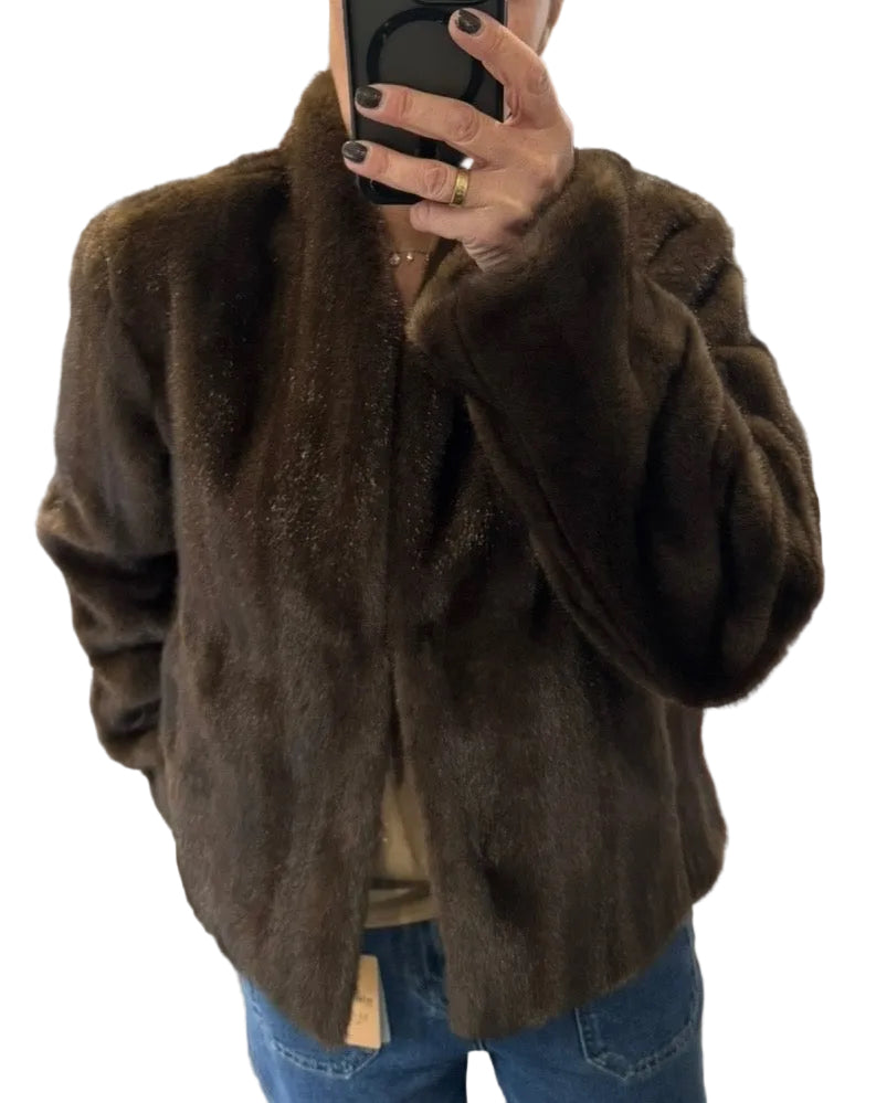 Chocolate faux fur jacket