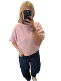 Pink 3/4 sleeve waffle top