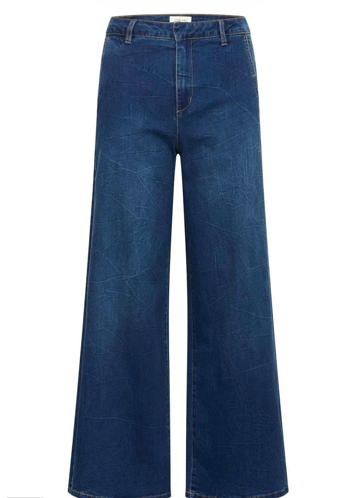 Cream clothing flare dark blue denim jean