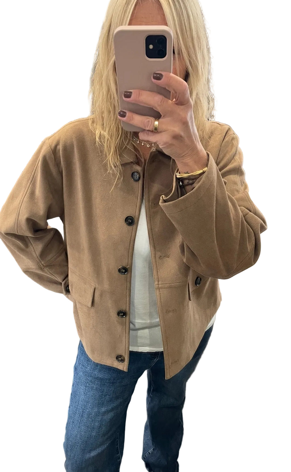 Faux suede camel jacket