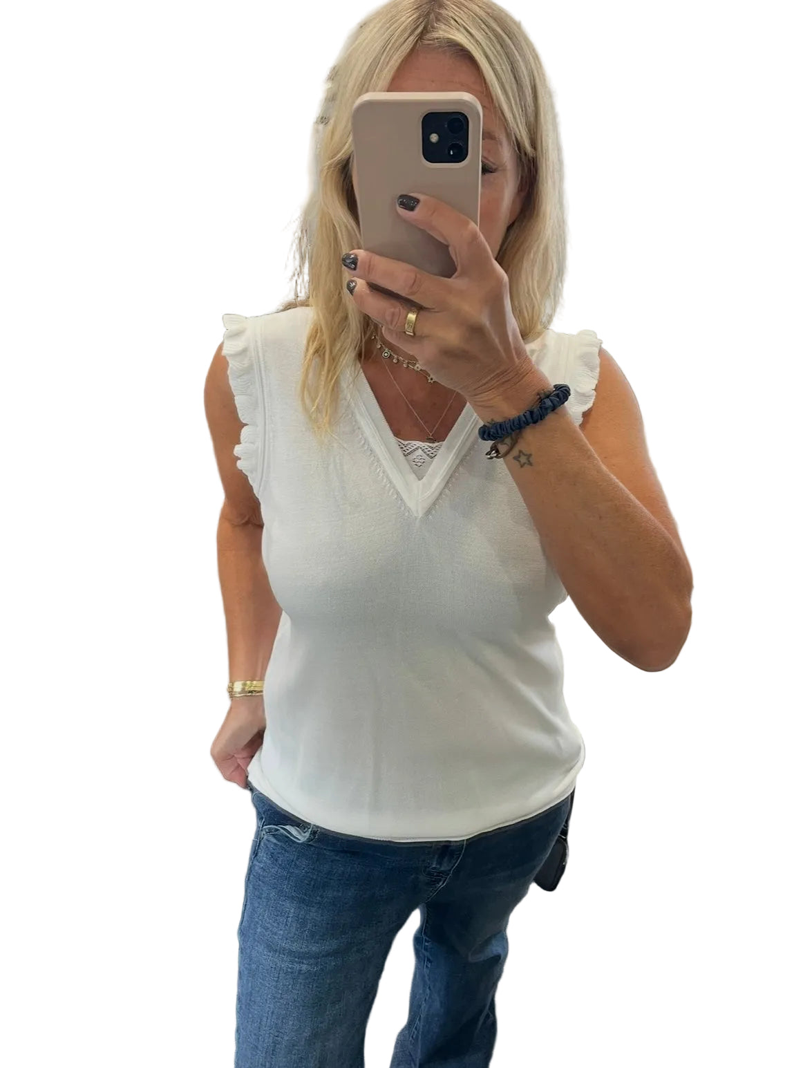 Cream clothing v neck top