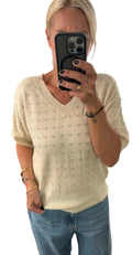 Cream clothing oatmeal knitted v neck