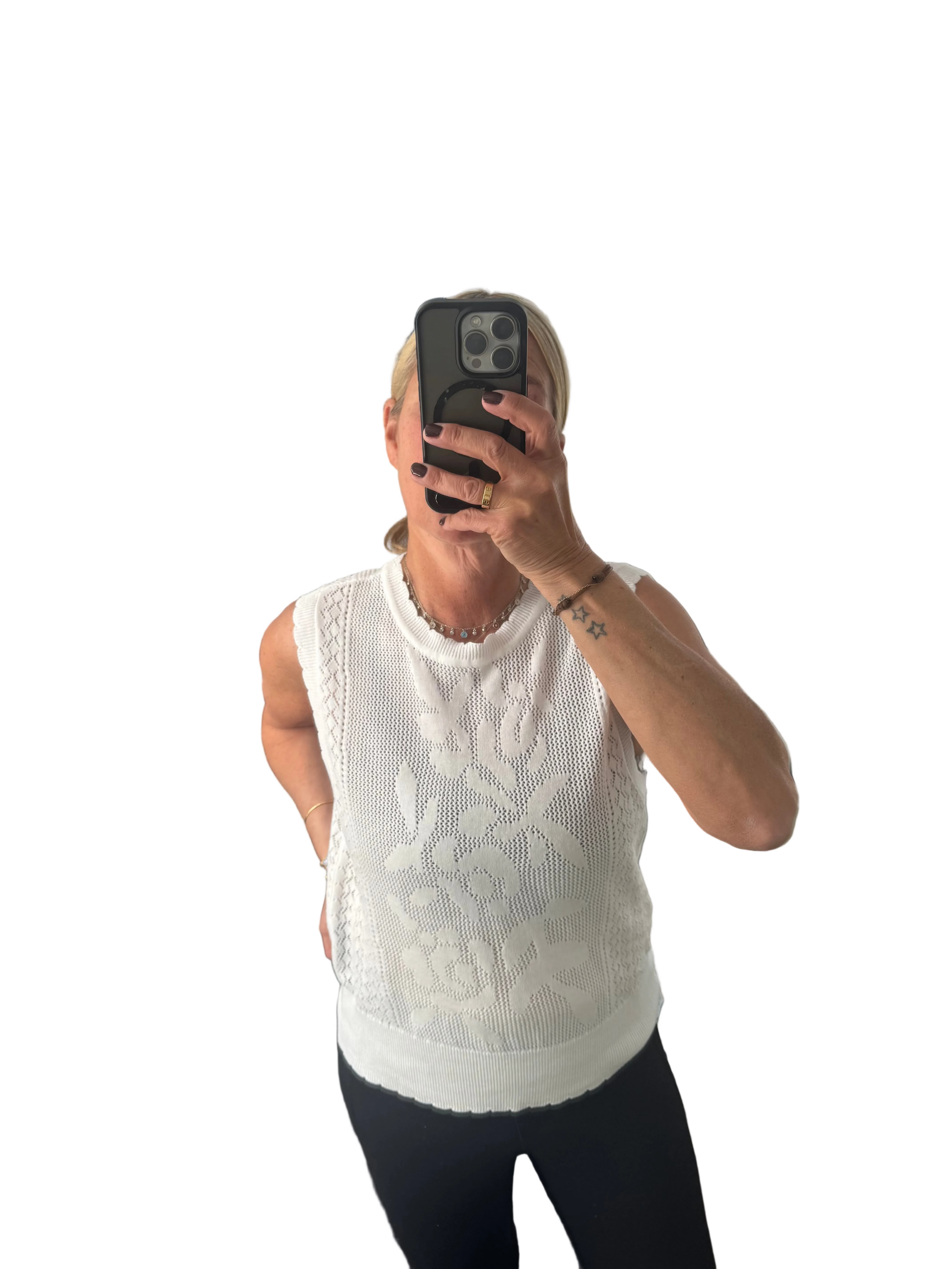 Cream clothing white sleeveless knit