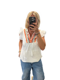 Cream clothing tassle boho top