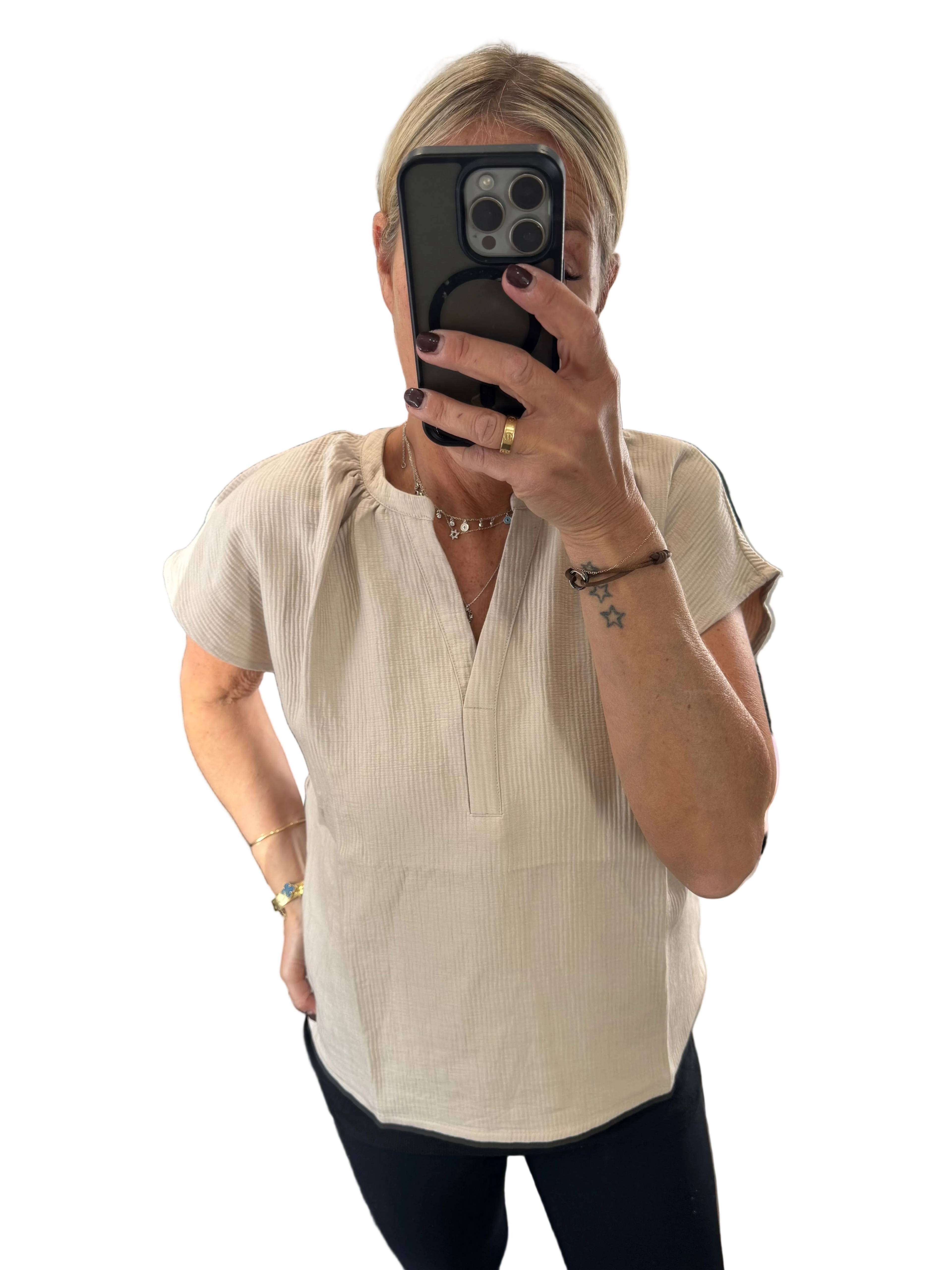 Garcia stone v neck top