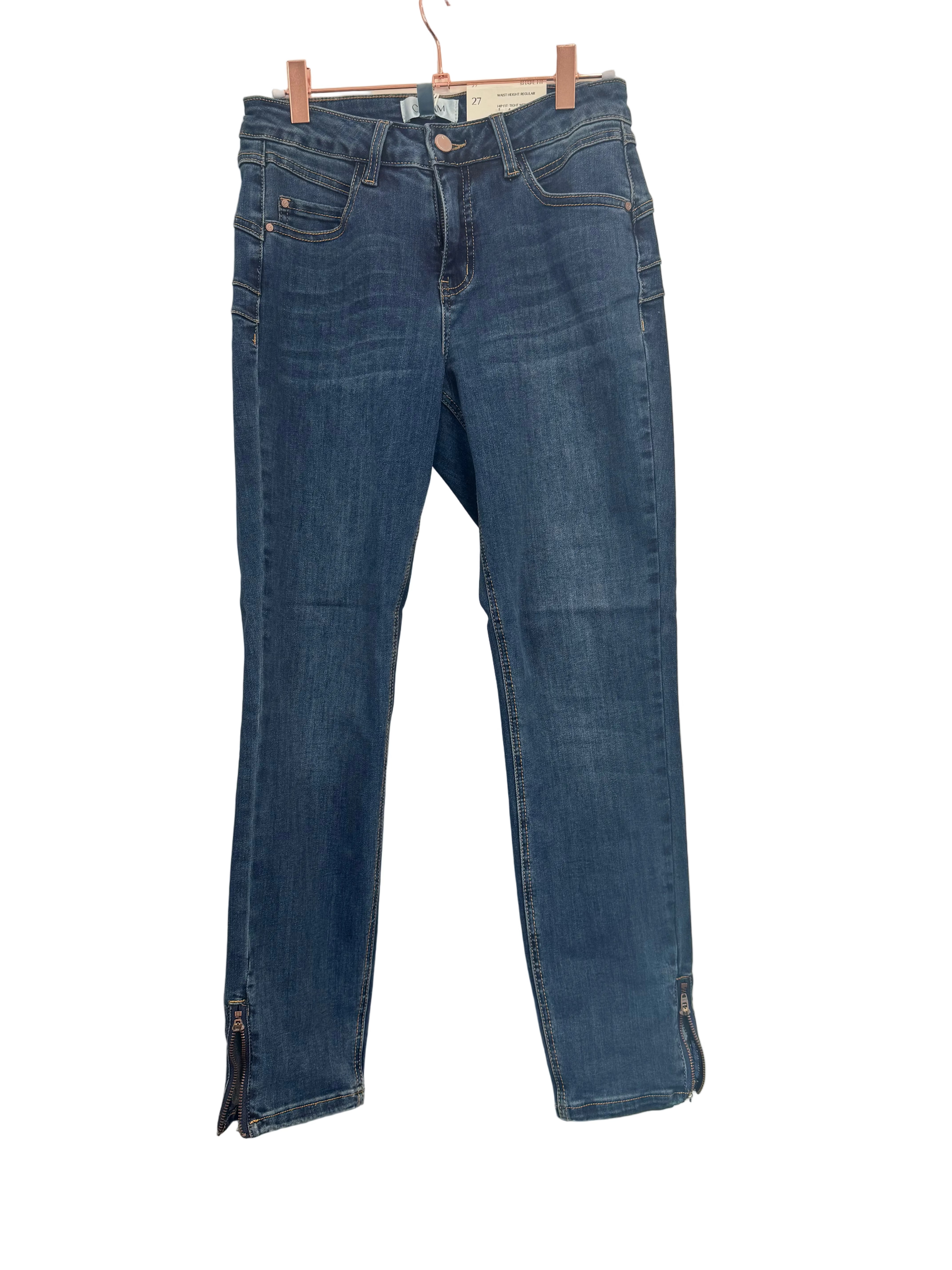 Cream straight leg jeans