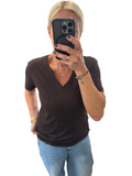 Cream clothing chocolate brown v neck t -shirt